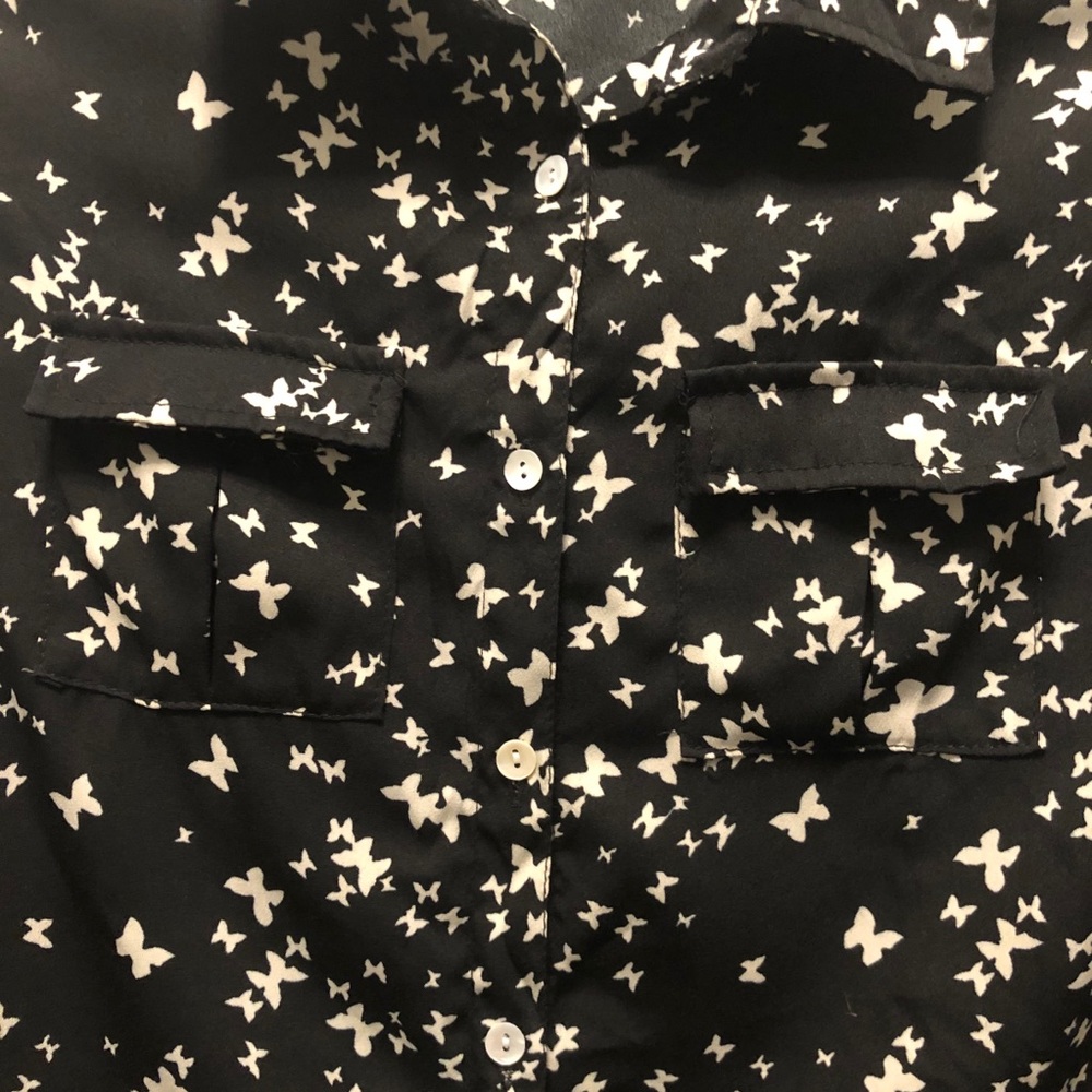 Black Convertible Butterfly Collar Top Kids 12 - Picture 3 of 3